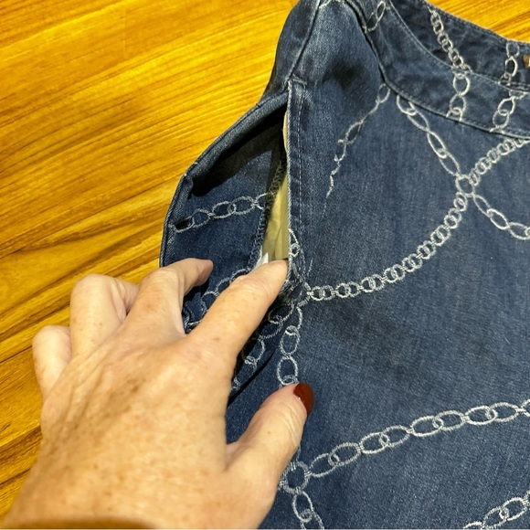 J.McLaughlin Women’s Everly Bashford Chain Wide Leg Jean Blue Trouser Style 4 - Picture 11 of 14